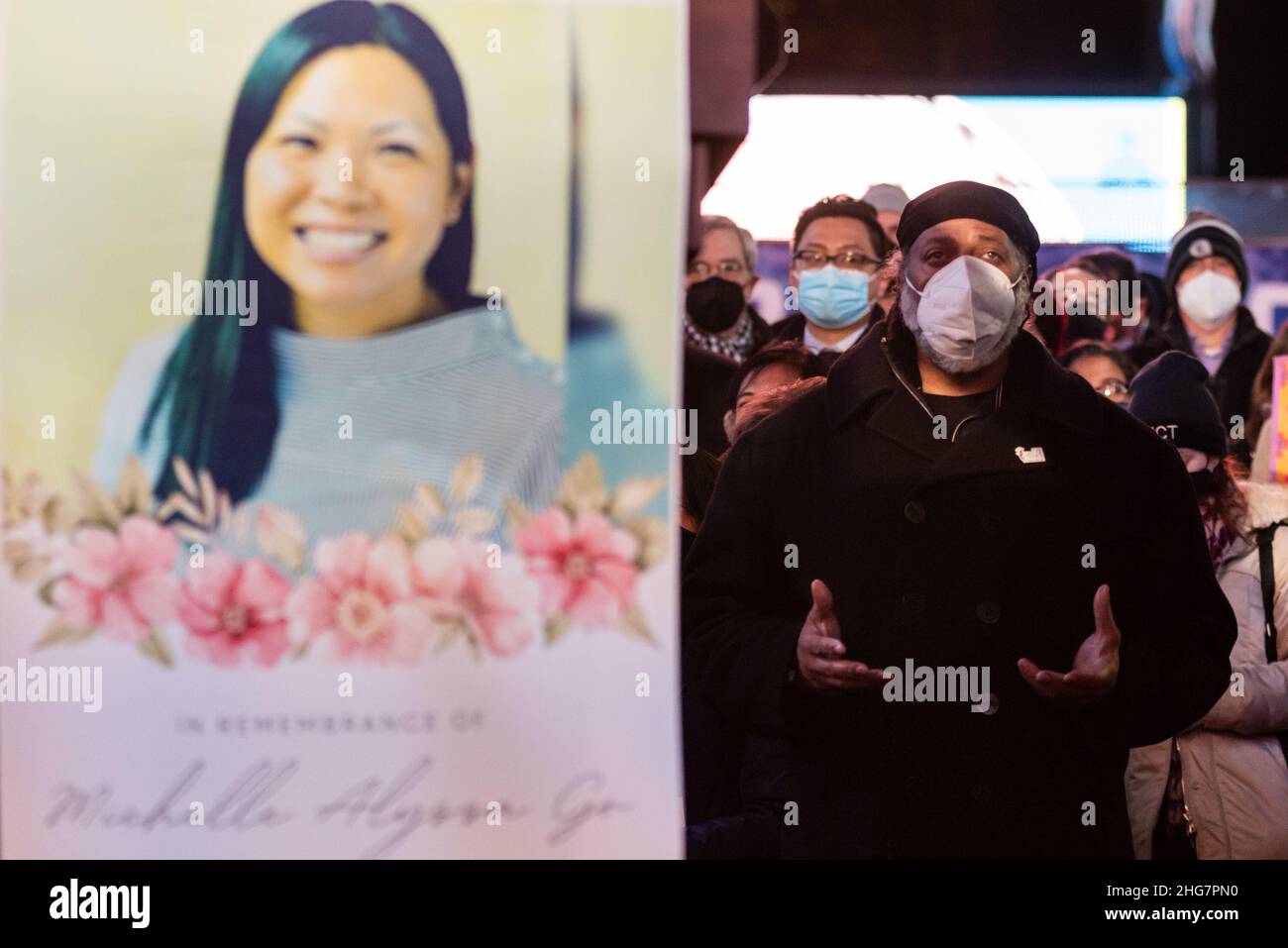 New Yorkers attend a candlelight vigil for Michelle Alyssa Go in Times