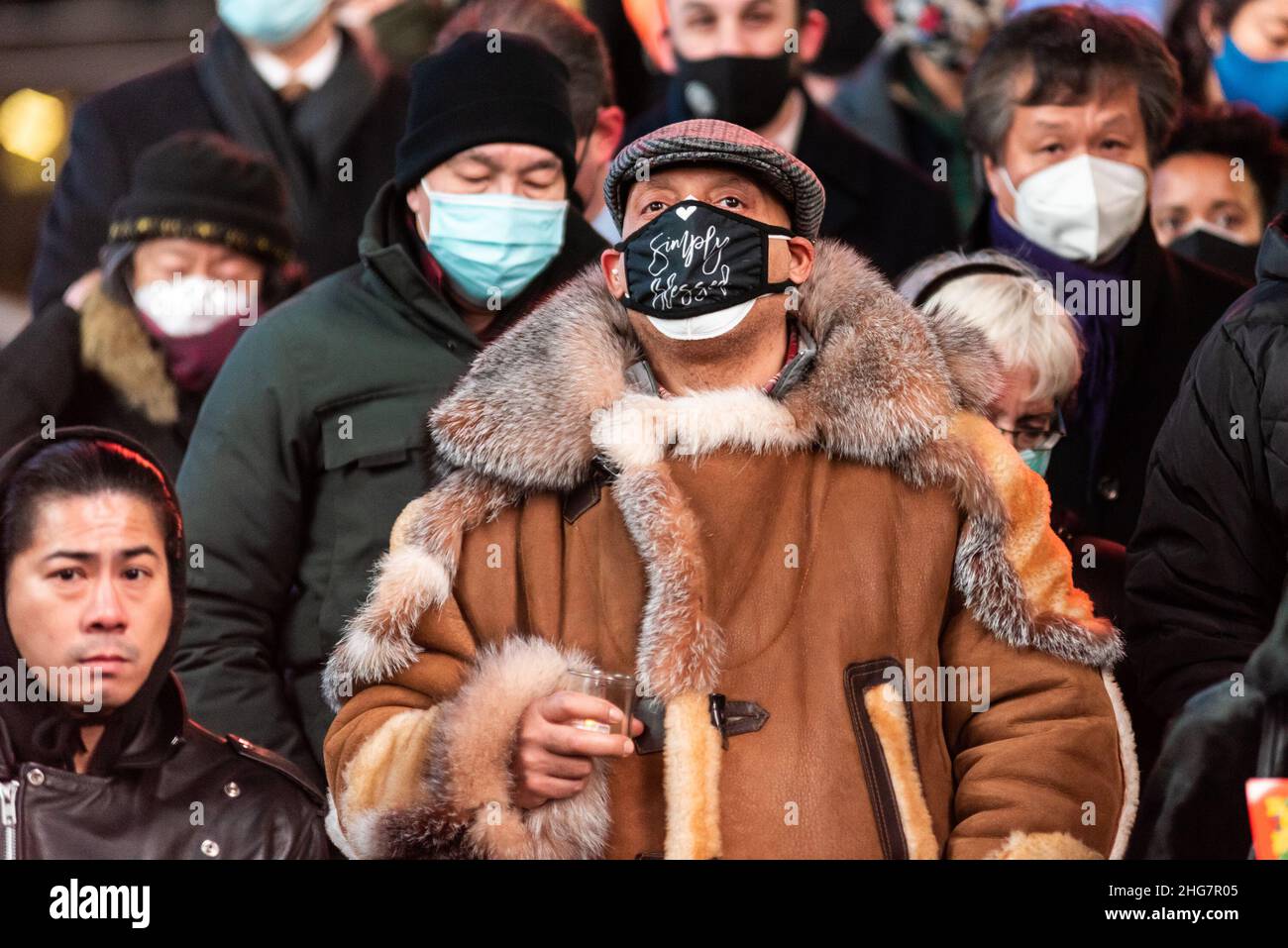 New York, USA. 12th Jan, 2022. New Yorkers attend a candlelight vigil