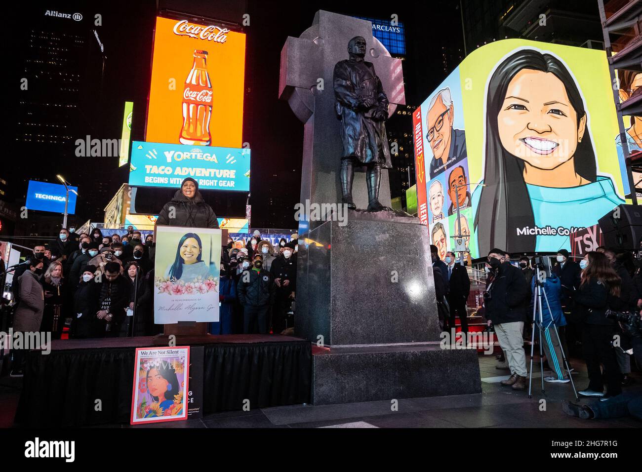 NY State Attorney General Letitia James speaks at a candlelight vigil