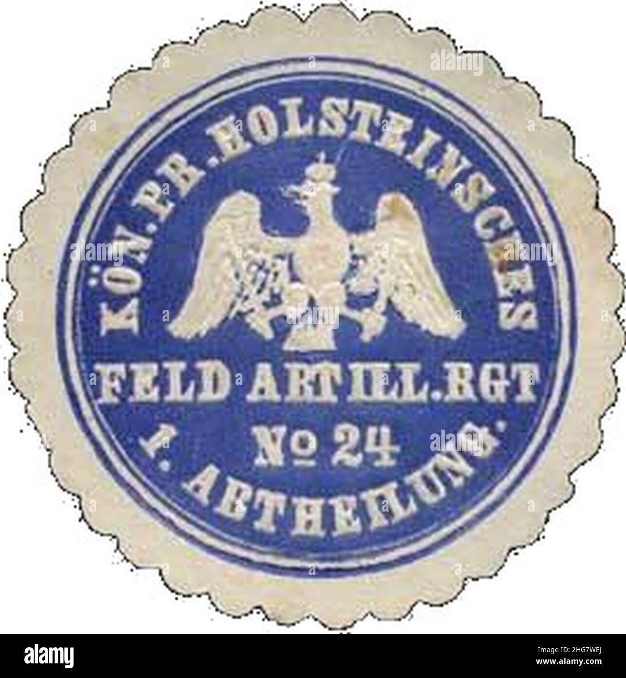 Siegelmarke Holsteinsches Feld-Artillerie-Regiment No. 24 freigestellt. Stock Photo