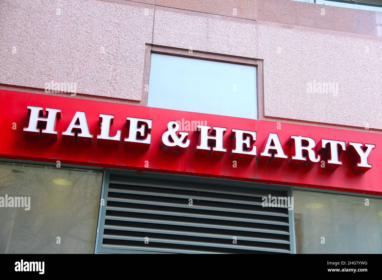 Hale and Hearty brand logo on the street in New York City, NY, USA on