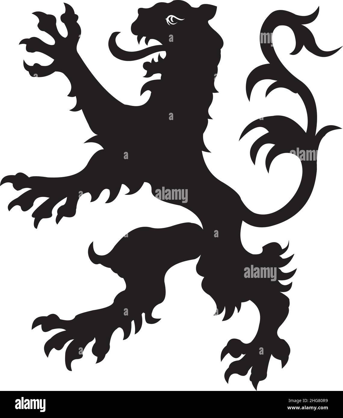 Heraldic lion tattoo. Black / white silhouette Stock Vector Image & Art -  Alamy