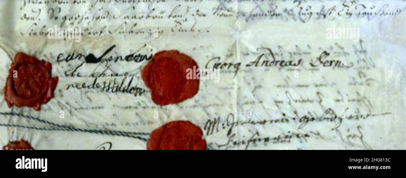 Signaturen Kaufvertrag Hassel 1771 Schorrenburg Dern. Stock Photo