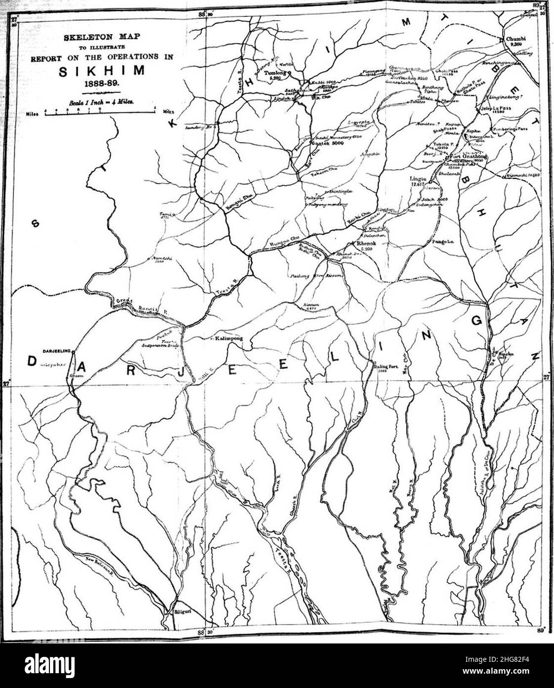 Sikhim and Bhutan - Sikhim map. Stock Photo