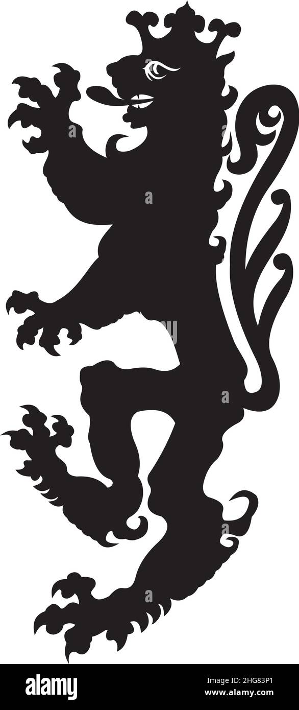 Heraldic lion tattoo. Black / white silhouette Stock Vector Image & Art -  Alamy
