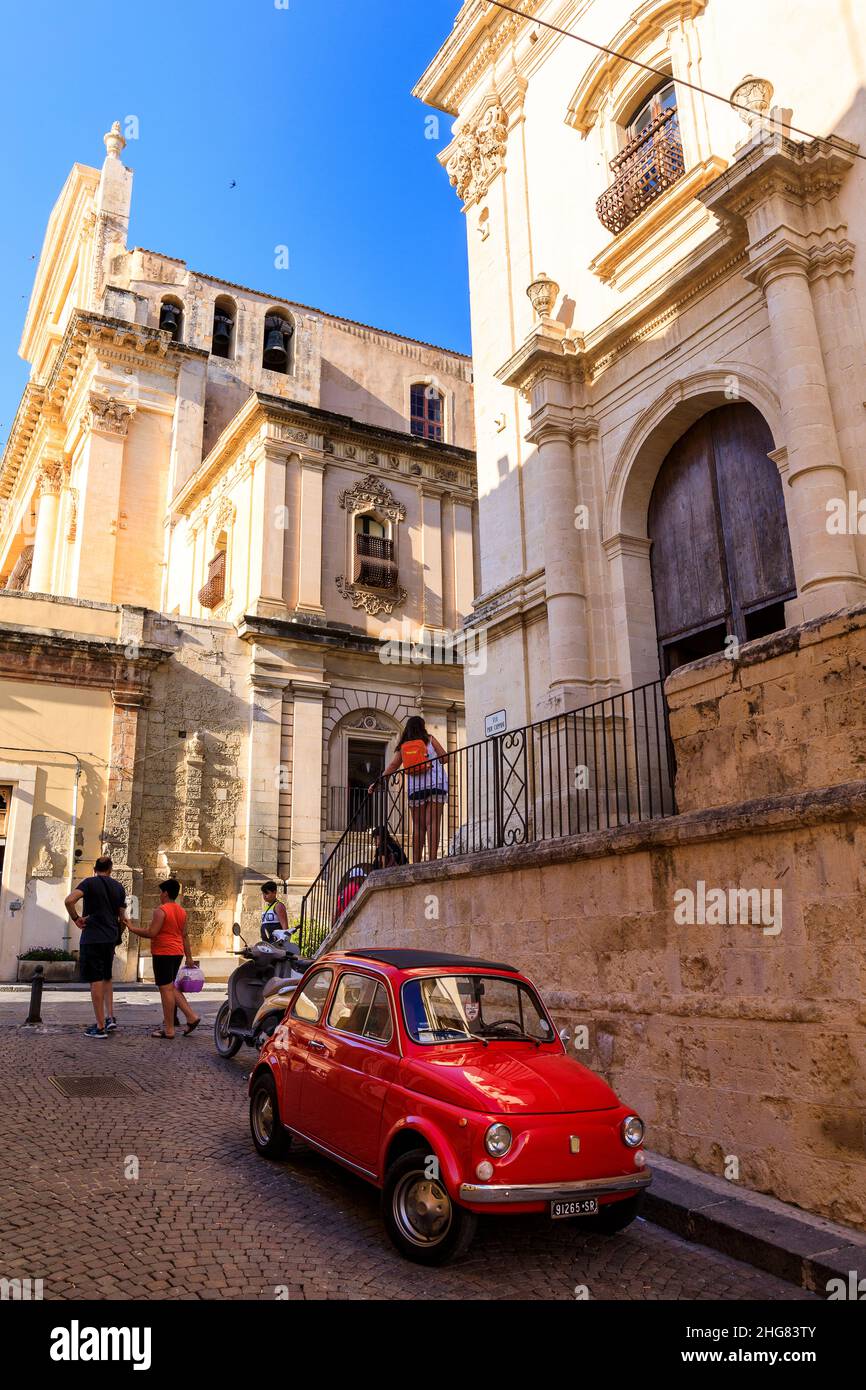 Fiat 500, Noto, Sicily, Italy Stock Photo