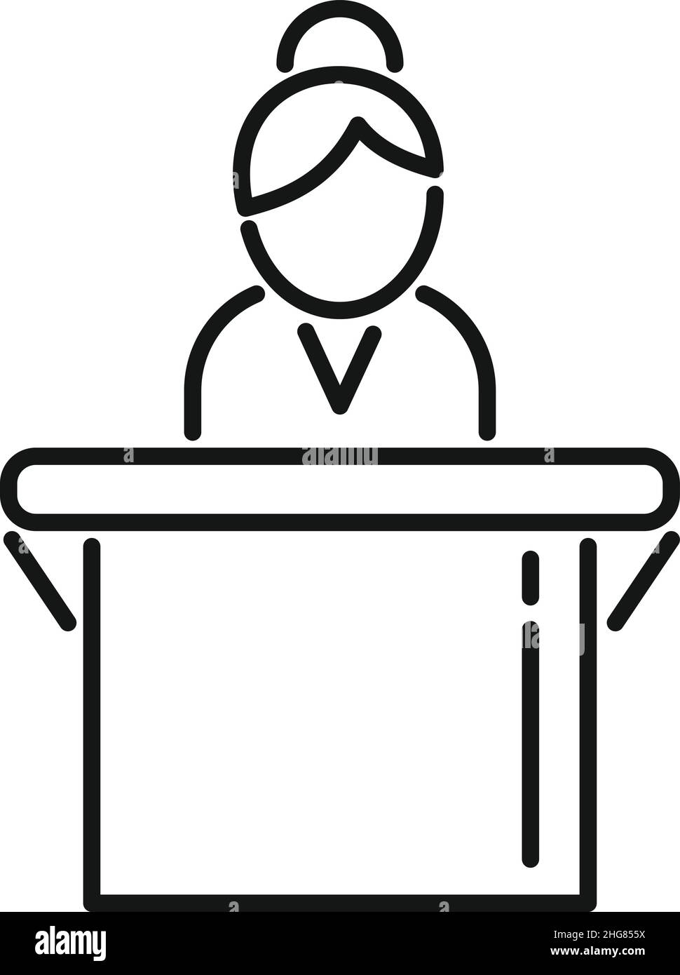 Woman speaker icon outline vector. Speech stand. Lecture stage Stock ...