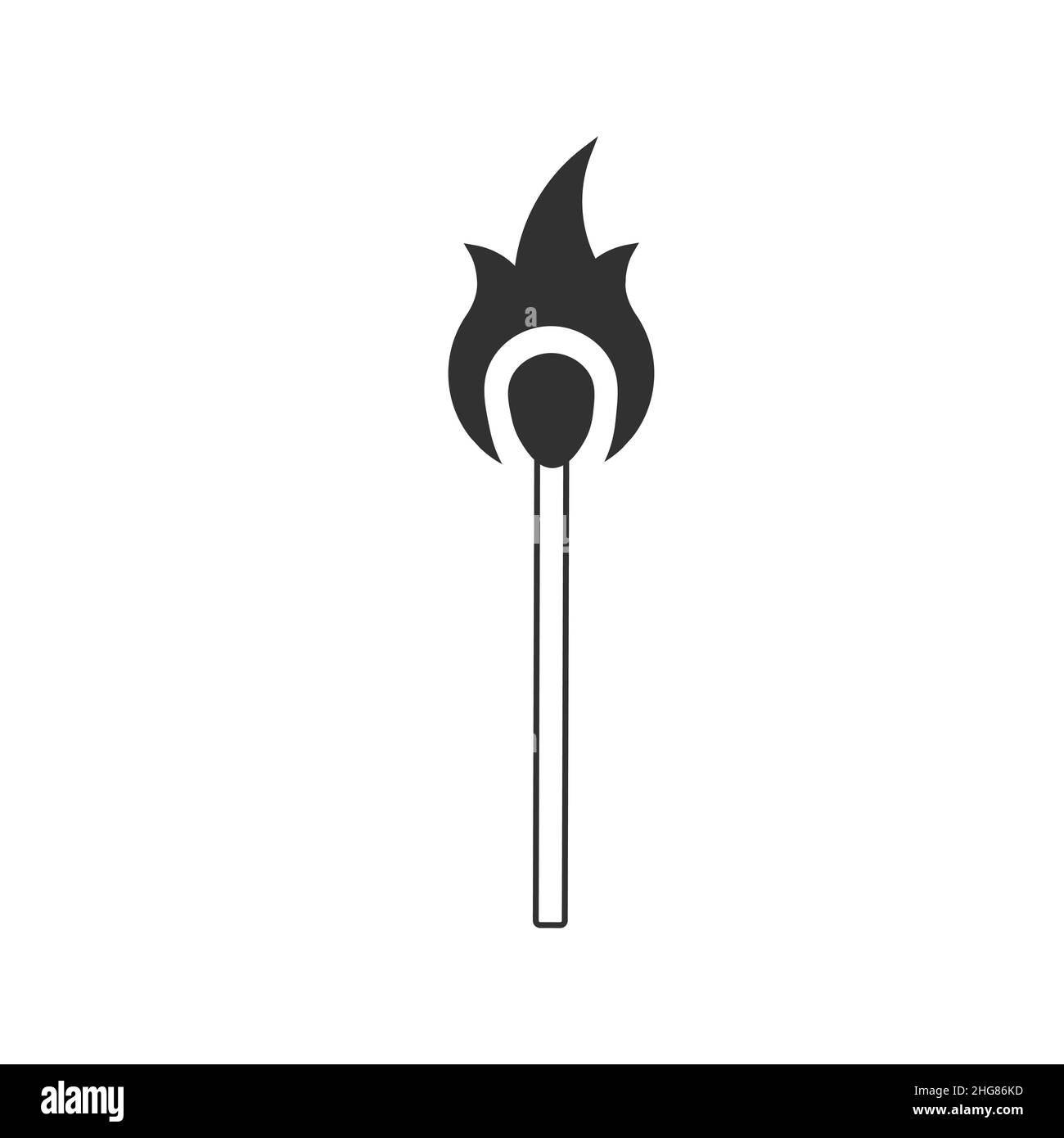 Burning match icon. Danger symbol and flammable object. Stock vector