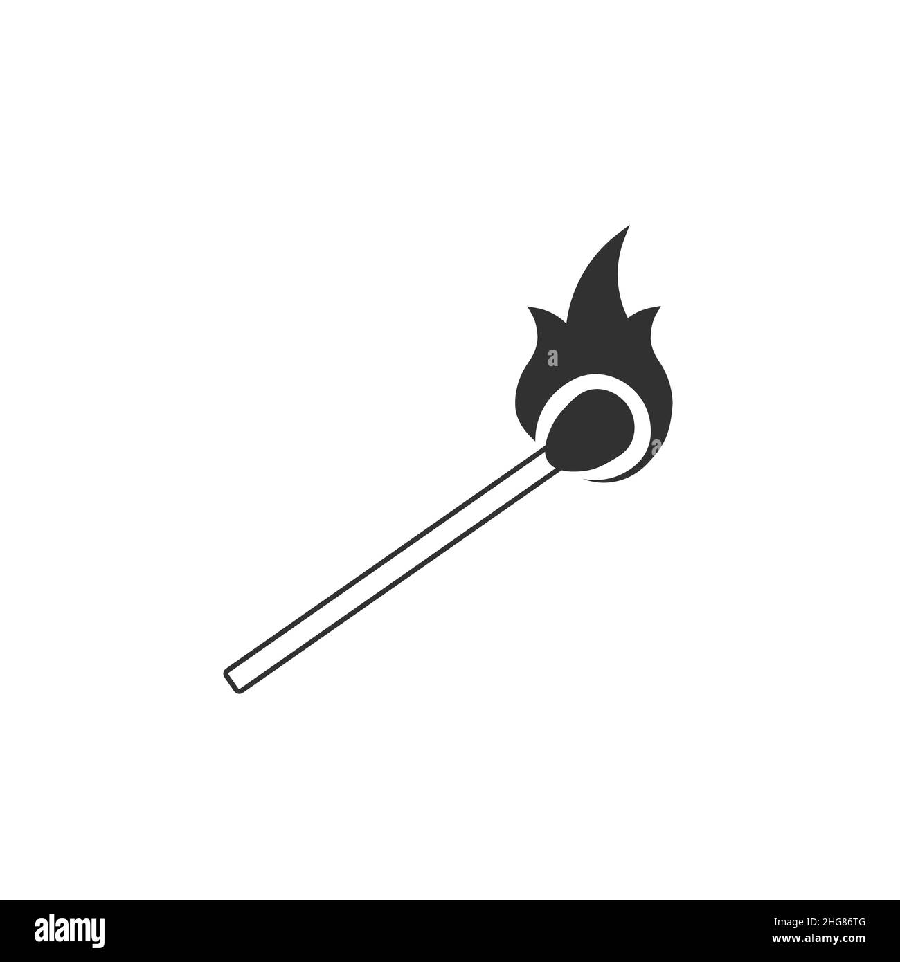 Burning match icon. Danger symbol and flammable object. Stock vector