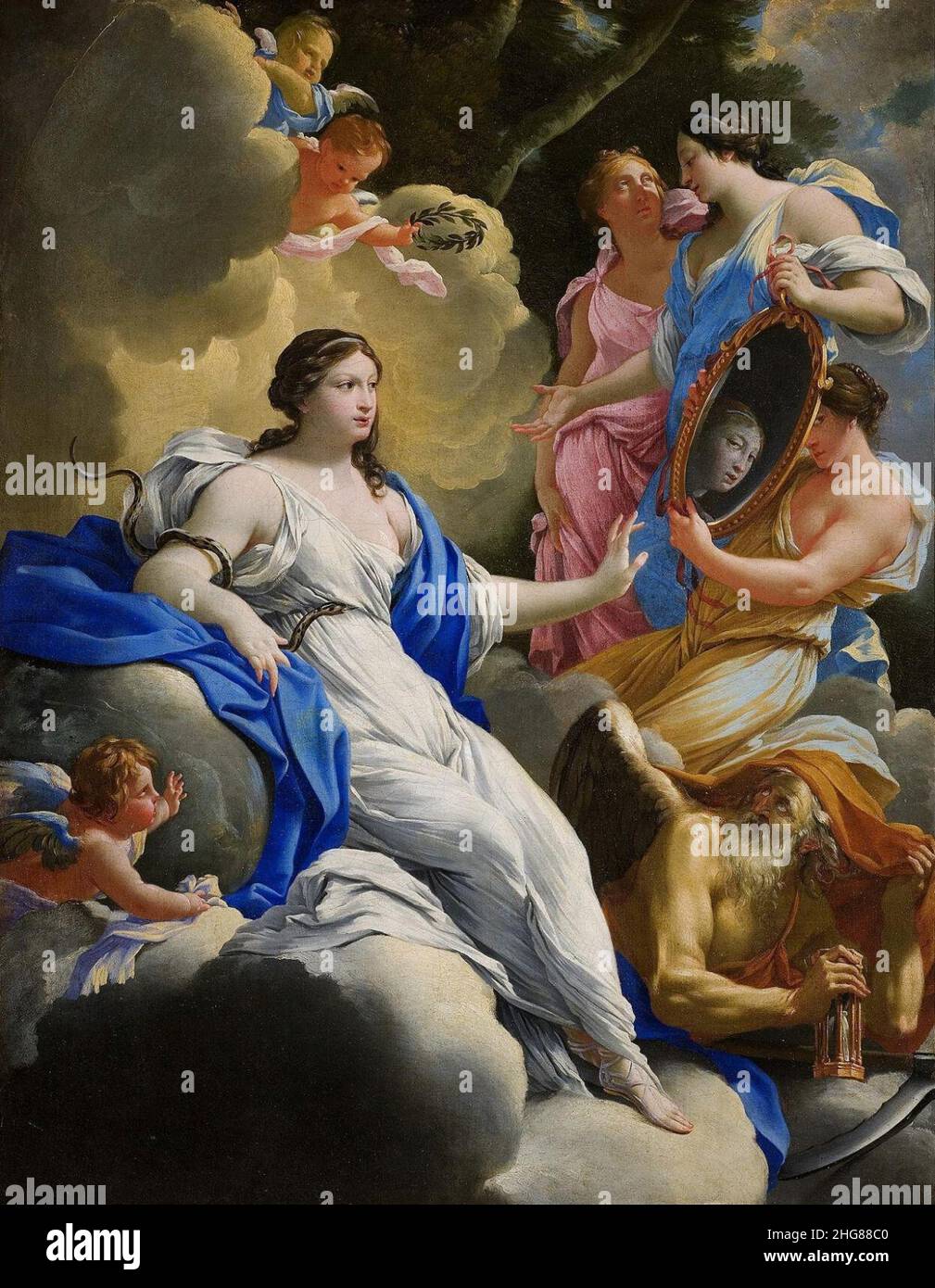 Simon Vouet - Allegory of Prudence, 1645. Stock Photo