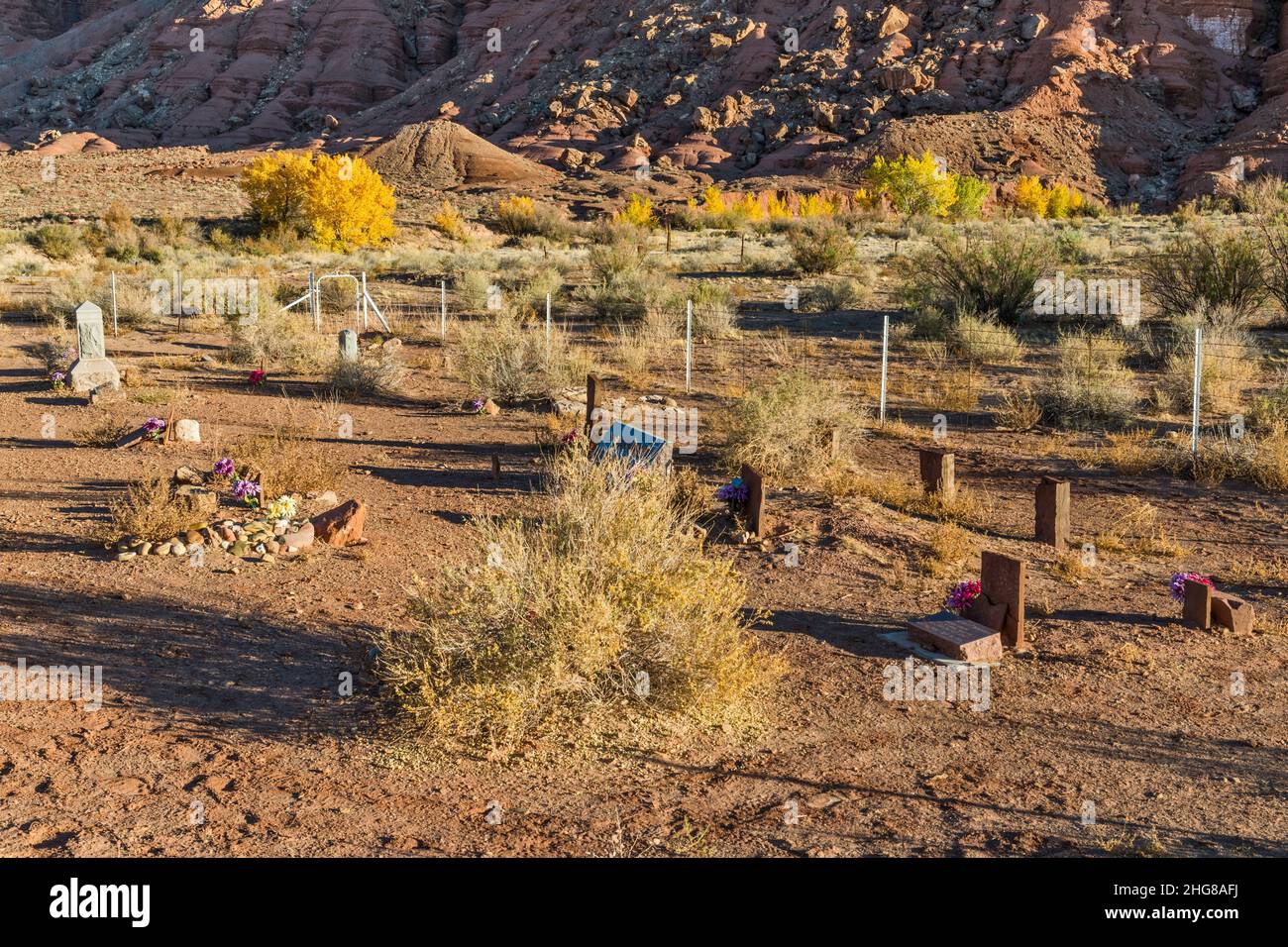 Pioneer Cemetery, at Lonely Dell Ranch, near Lees Ferry, Glen Canyon National Recreation Area, Arizona, USA Stock Photo