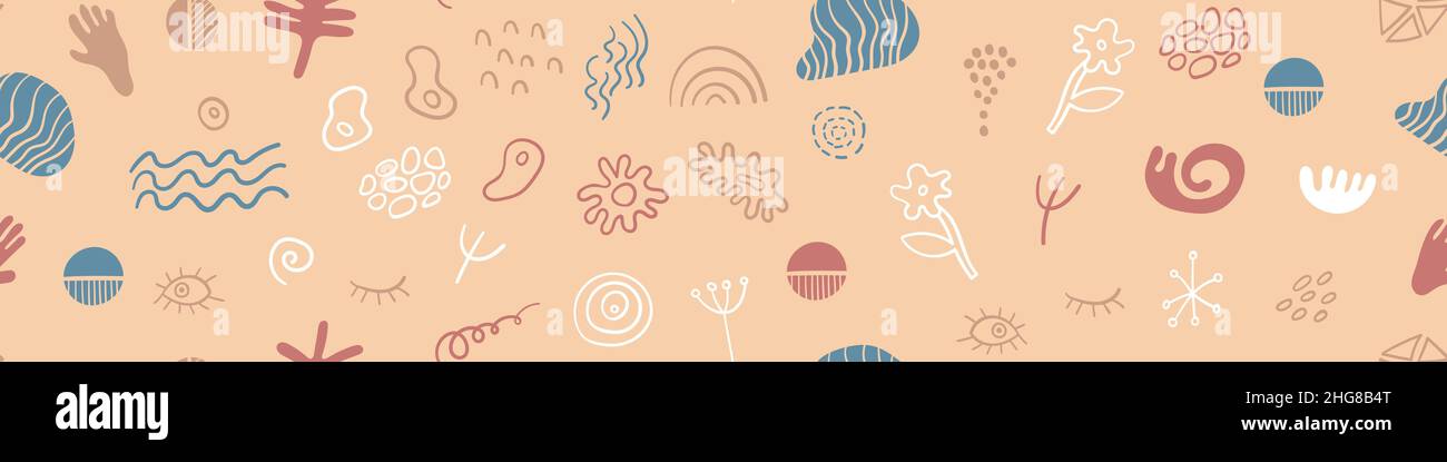 Abstract seamless pattern with hand drawn objects. Vector illustration ...