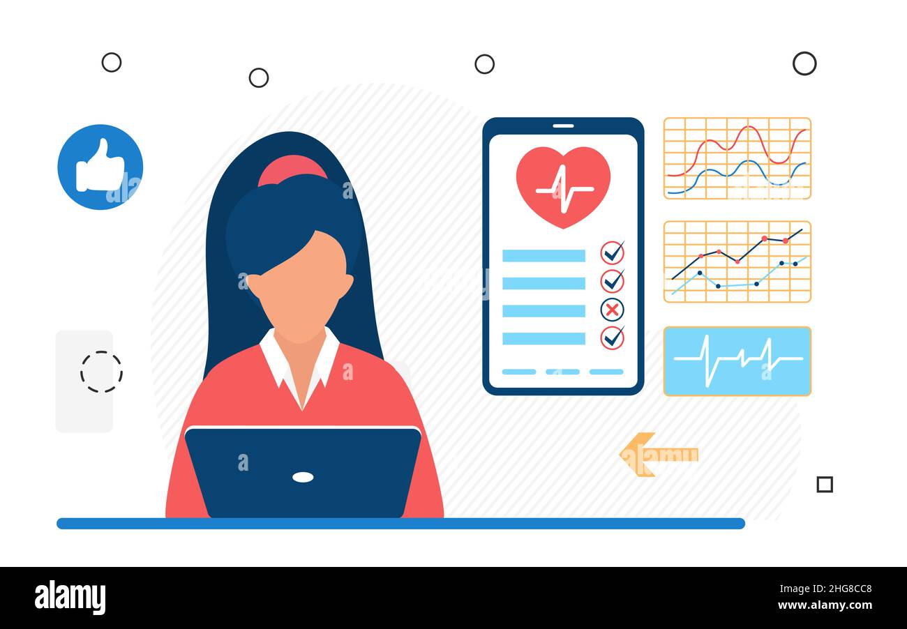 Aerobic sport activity tracking cardio application. Monitoring human  heartbeat health rate phone app Stock Vector Image \u0026 Art - Alamy