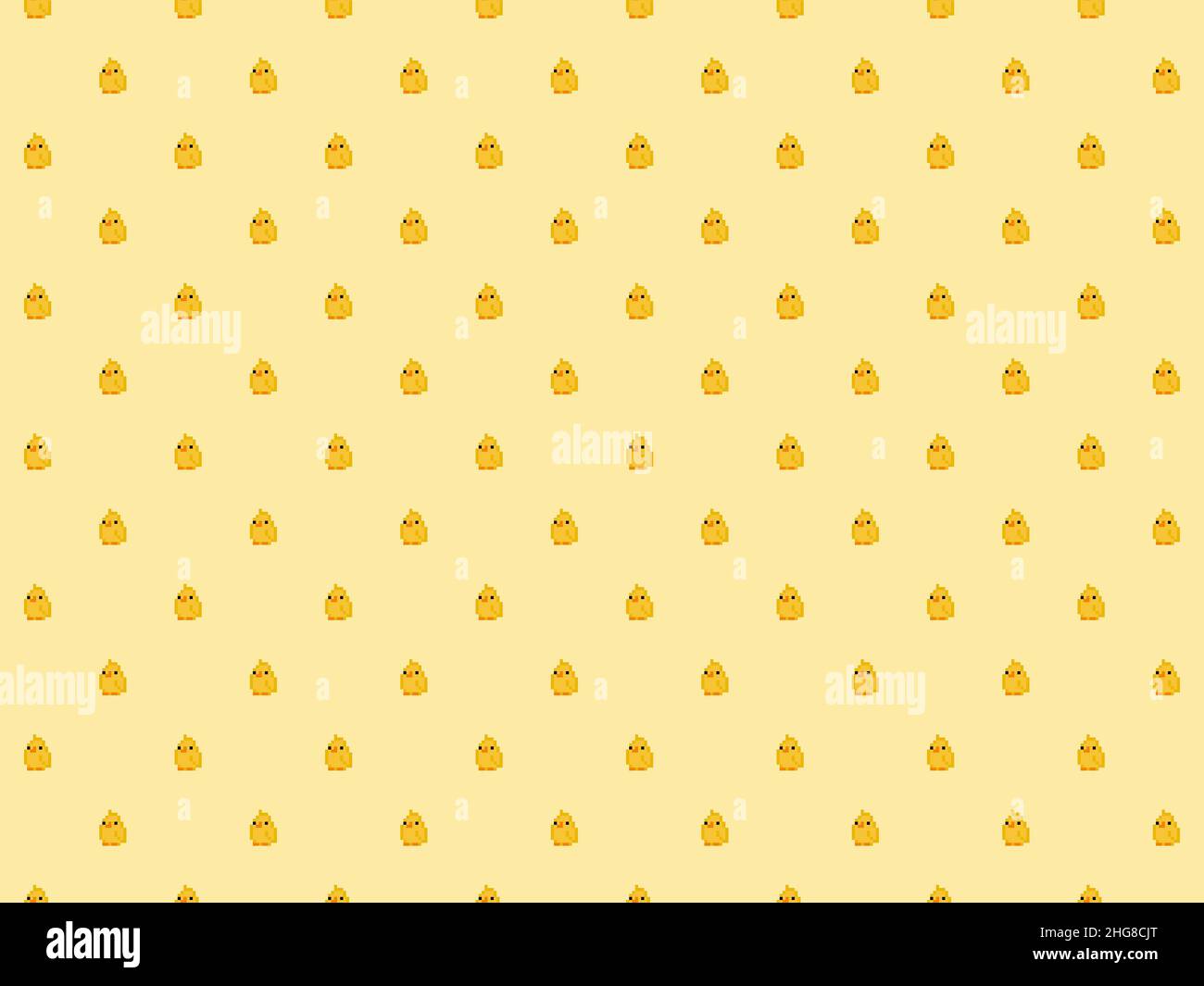 Cute pixel 8 bit chick background - high res seamless pattern Stock Photo