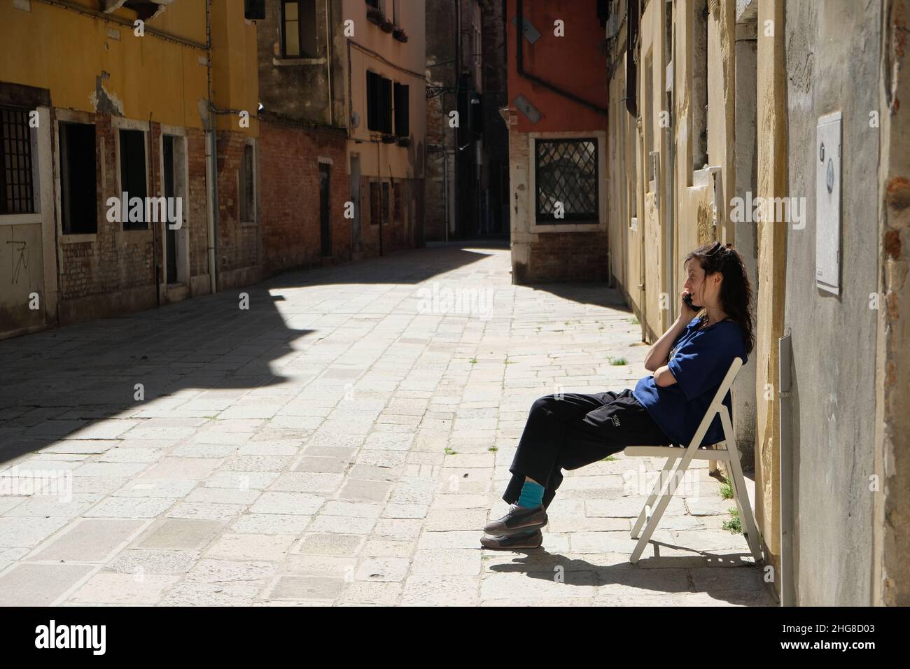 Venice deserted  during lockdown in an unprecedented clampdown aimed at beating the coronavirus, in Venice, Italy, April 8, 2020. (MvS) Stock Photo