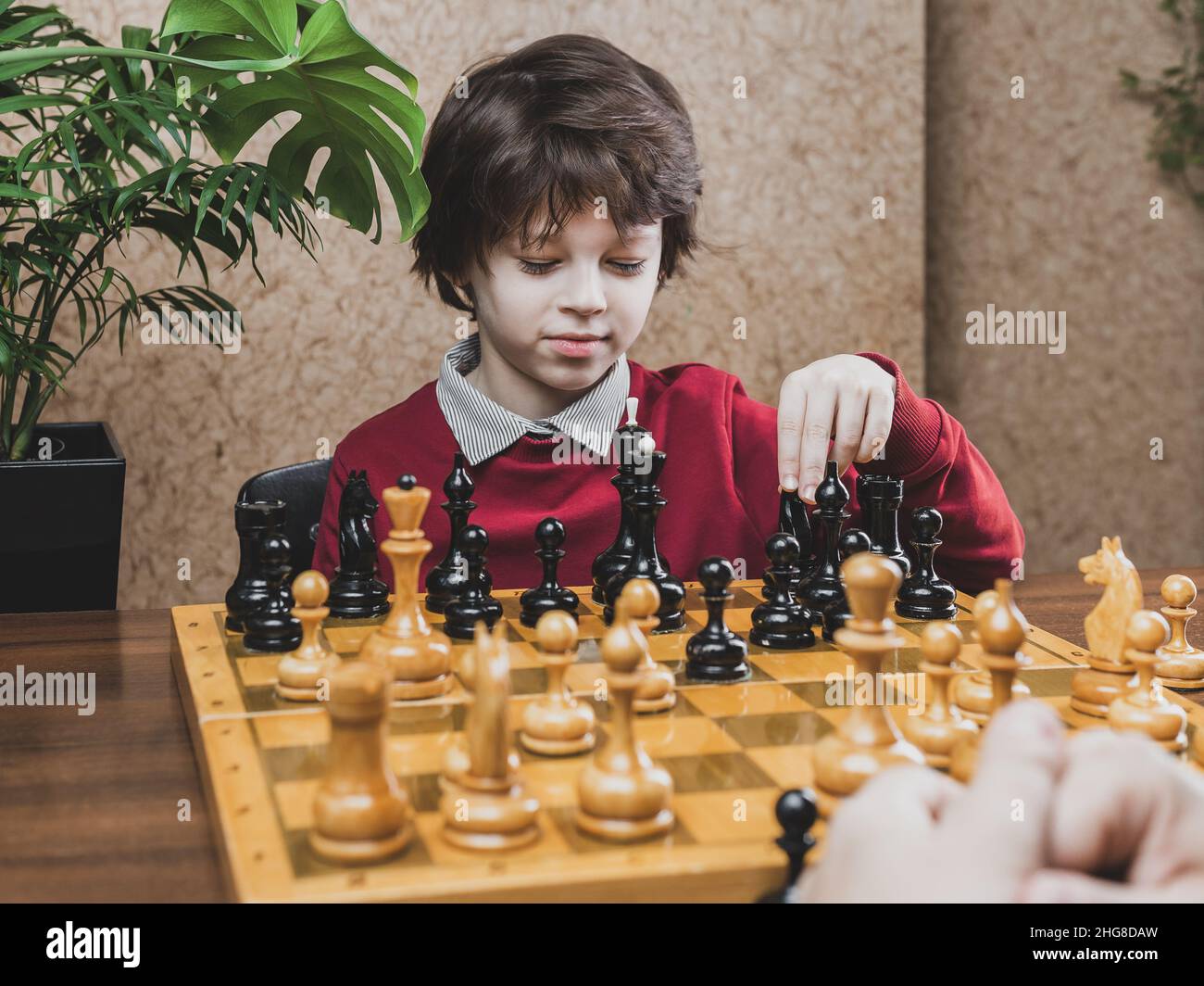 A chess player making his next chess move, Stock image