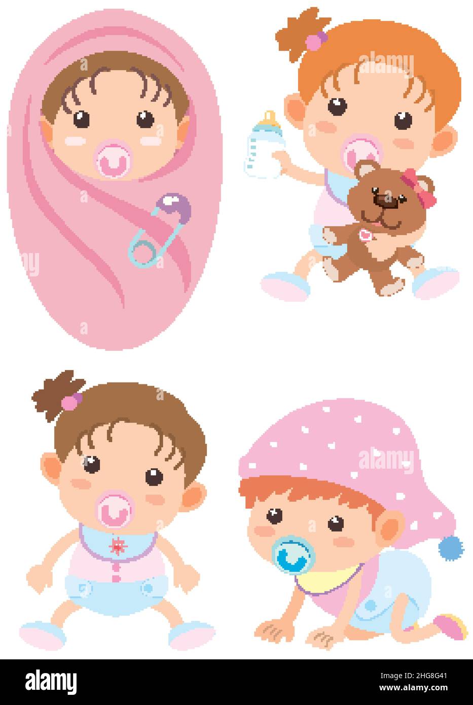 Set of different cute babies isolated illustration Stock Vector Image ...