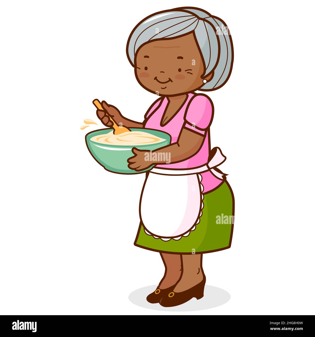 Old Woman Cooking Clipart Black And White