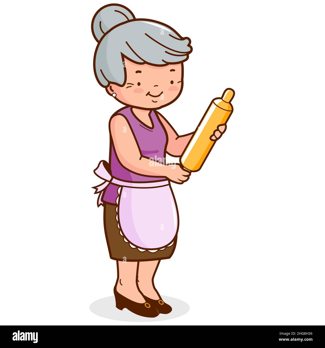 Grandma holding a rolling pin and cooking Stock Photo - Alamy