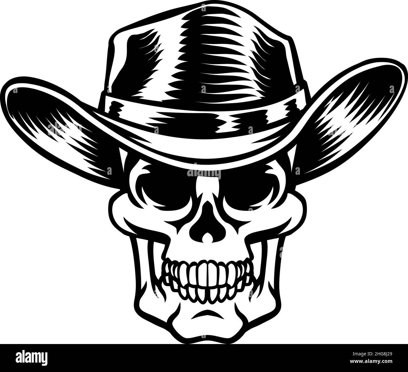 Skull Cowboy Hat Grim Reaper Cartoon Stock Vector Image & Art - Alamy