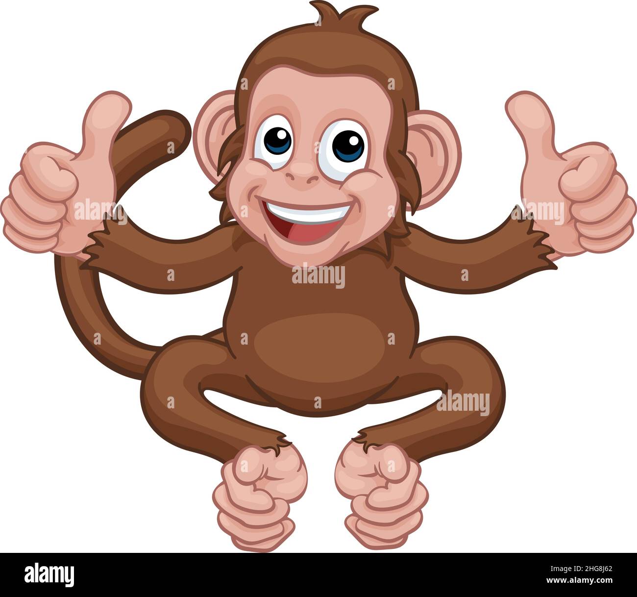 Monkey Cartoon Animal Giving Double Thumbs Up Stock Vector Image & Art ...