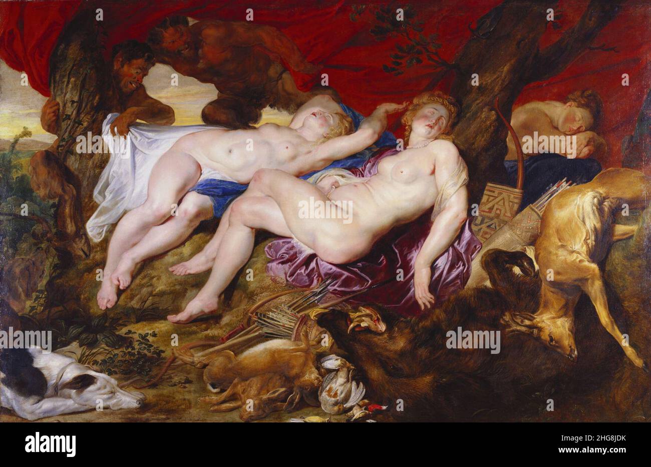 Sir Peter Paul Rubens (Siegen 1577 - Antwerp 1640) - Diana and her Nymphs Spied upon by Satyrs Stock Photo