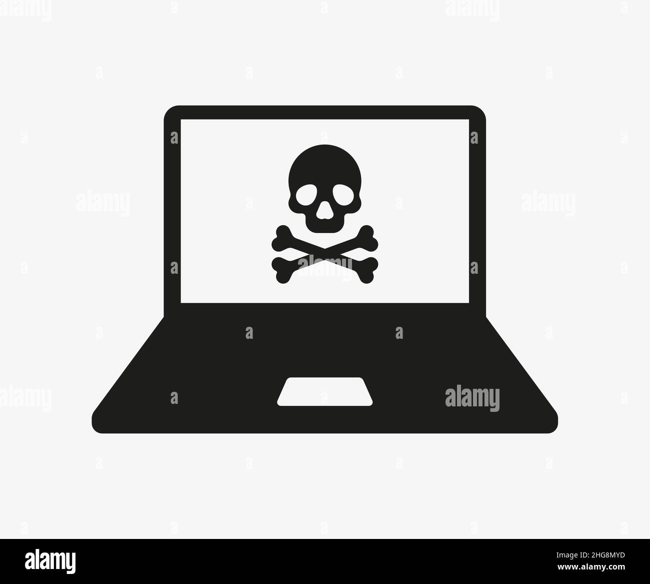 Laptop with virus vector icon on white background Stock Vector