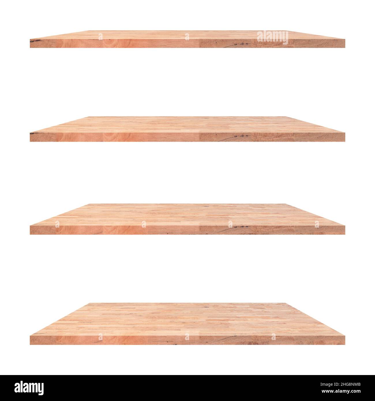 4 old wood shelves table isolated on white background and display ...