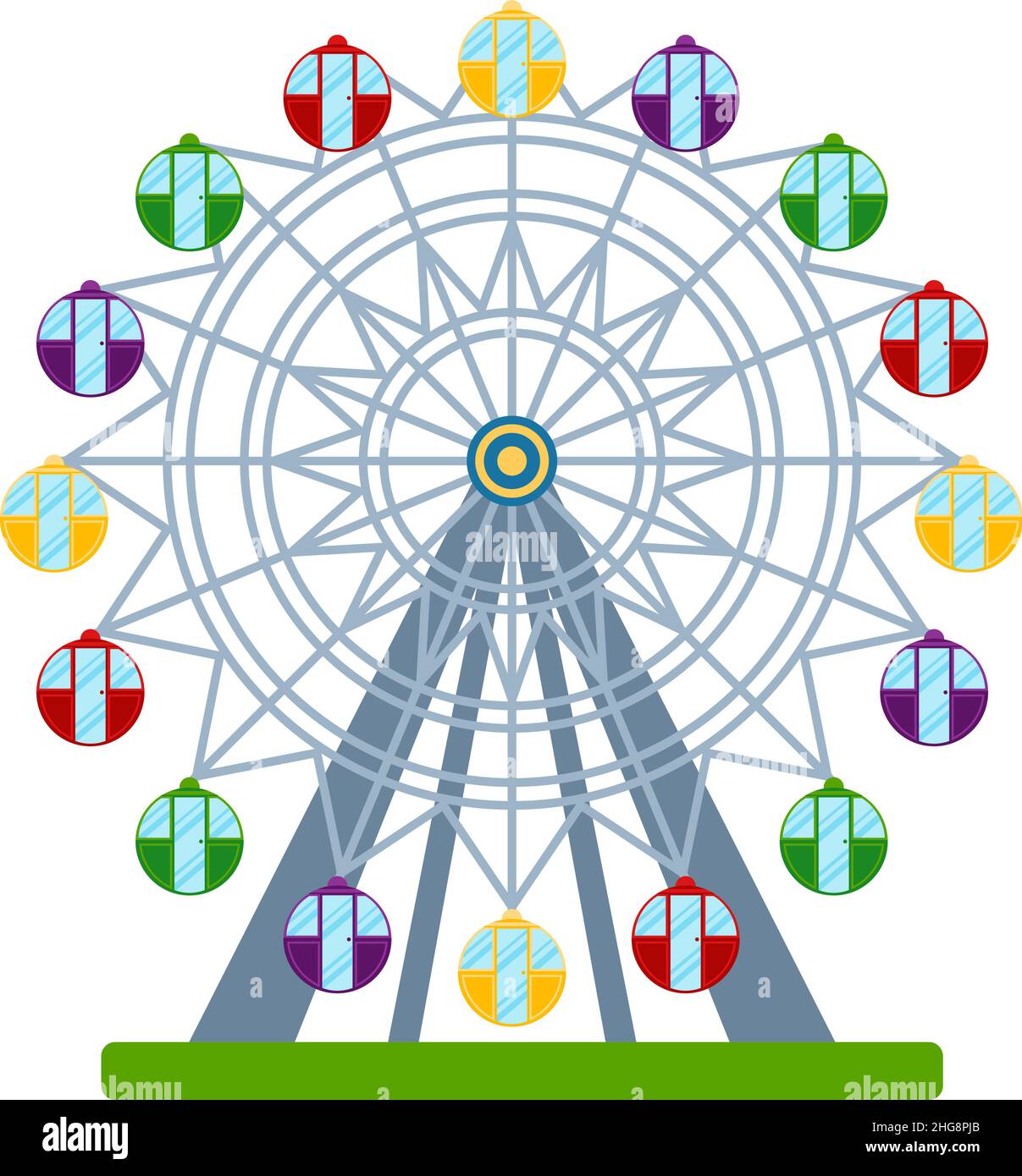 Colorful ferris wheel on white background, vector illustration Stock Vector