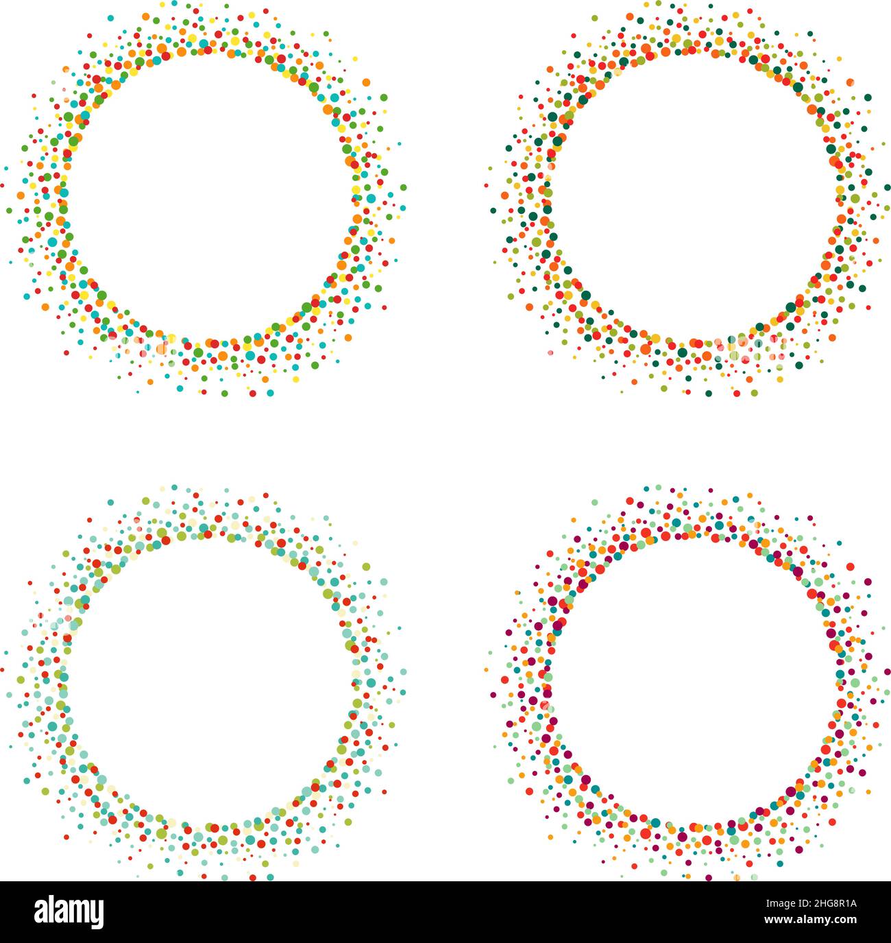 Set of colorful frames from dots, vector illustration Stock Vector