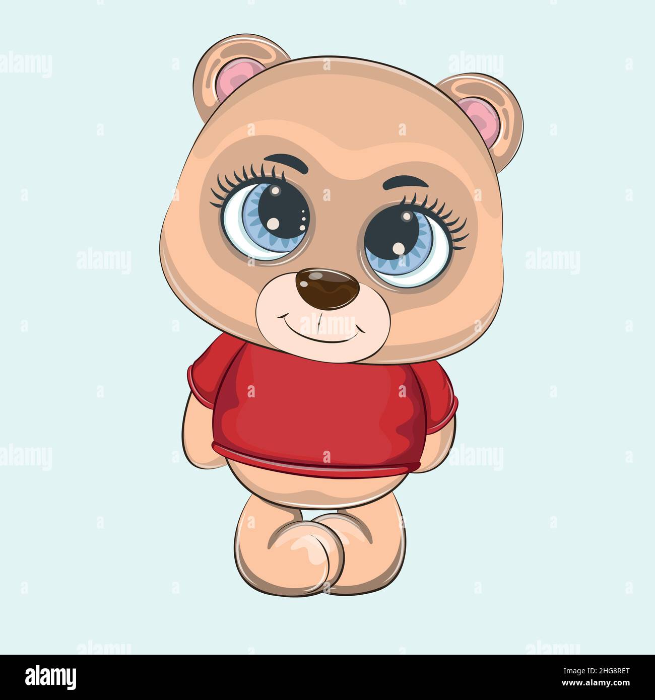Hand drawn vector illustration of a cute funny baby bear Stock Vector ...