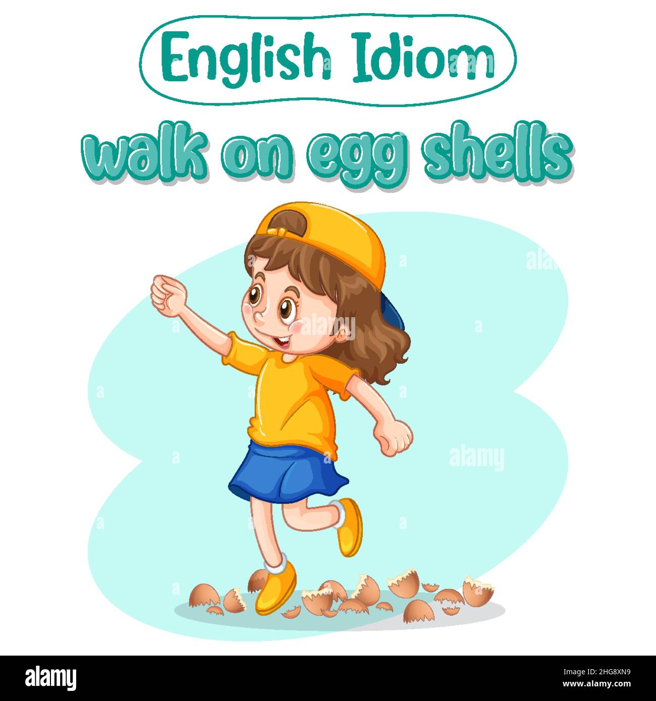 English idiom with picture description for walk on egg shells
