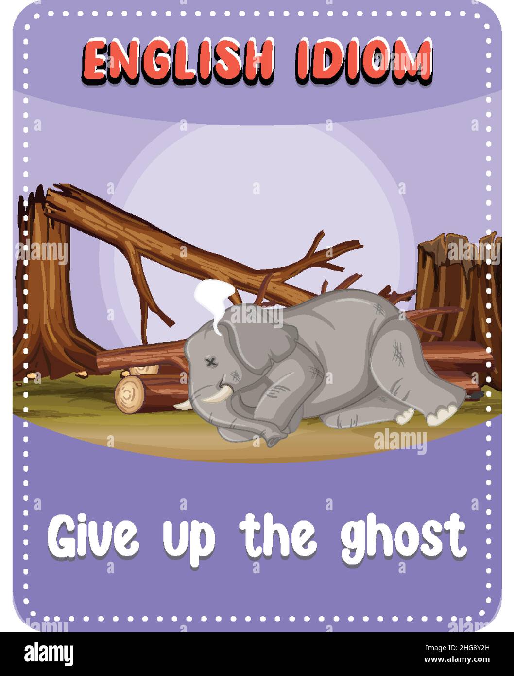 English idiom with picture description for give up the ghost