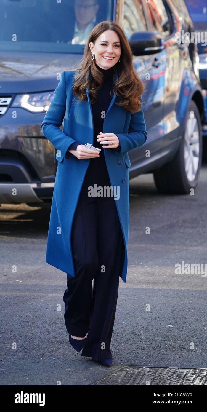 The Duchess of Cambridge arrives for a visit to the Foundling Museum in London, to learn more about the care sector and meet representatives from across the system, including those with direct experience of living in care. Picture date: Wednesday January 19, 2022. Stock Photo