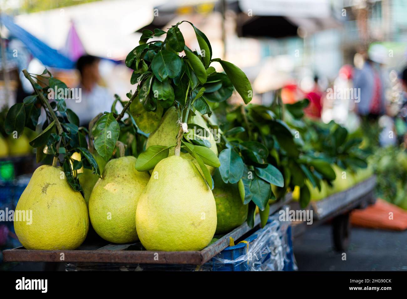 Delicious colorful local food pomelo on the market. Traditional