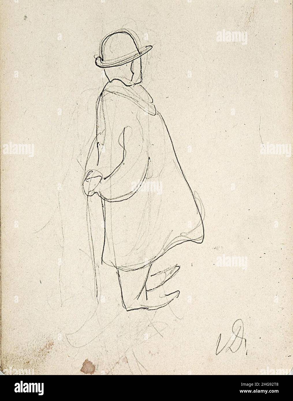 Sketchbook 18, A Man with a Bowler Hat and a Walking Stick by Theo van