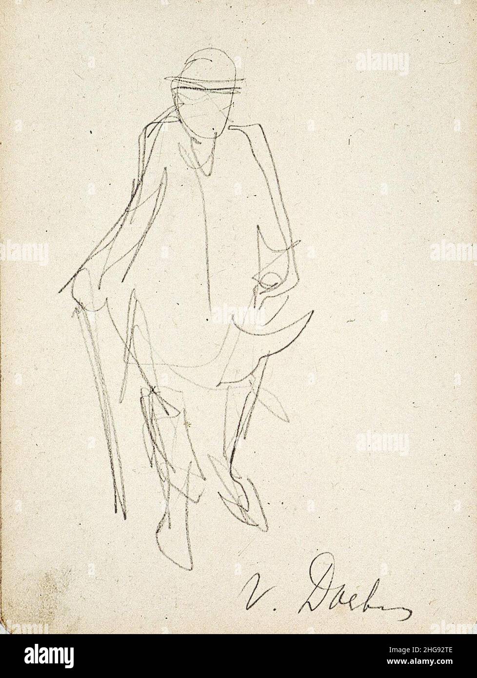 Sketchbook 18, A Man with a Bowler Hat and a Walking Stick by Theo van