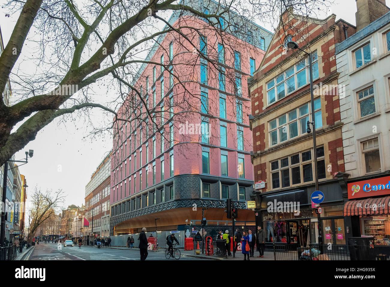Ilona Rose House, a new development of Charing Cross Road, London, designed by MATT Architecture for Soho Estates. Stock Photo