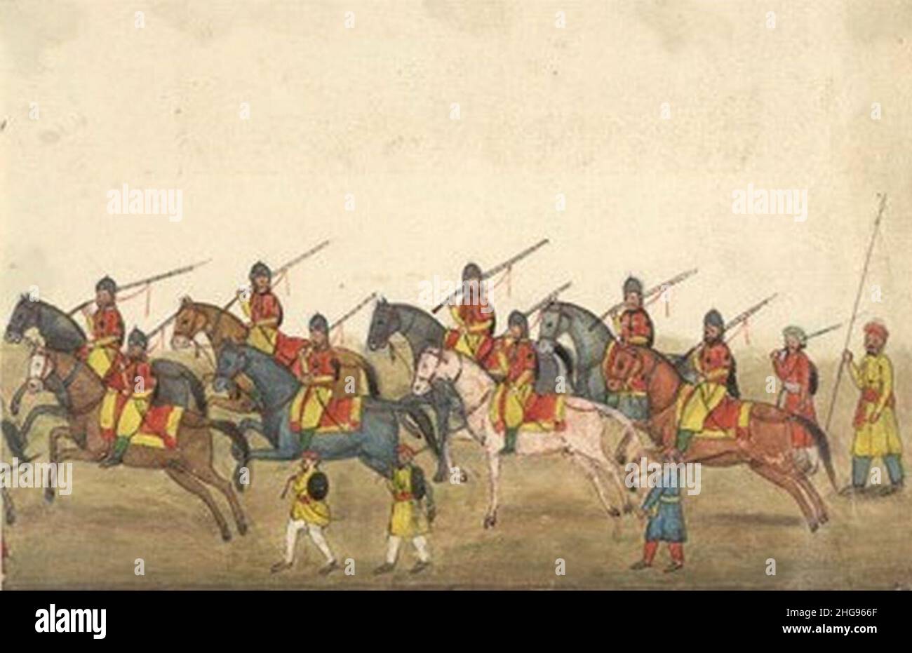 Skinner's Horse party, in a folio from 'Reminiscences of Imperial Delhi’, an album by Thomas Metcalfe, 1843. Stock Photo