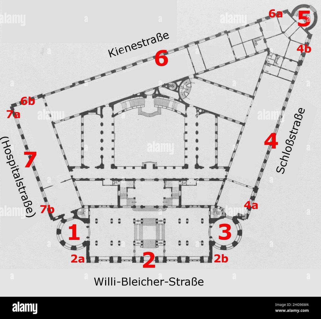 Skjøld Neckelmann, Grundriss des Erdgeschosses, Landesgewerbemuseum