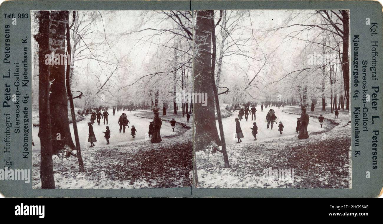 Skøjteløb i Frederiksberg Have, 1890-1905. Stock Photo