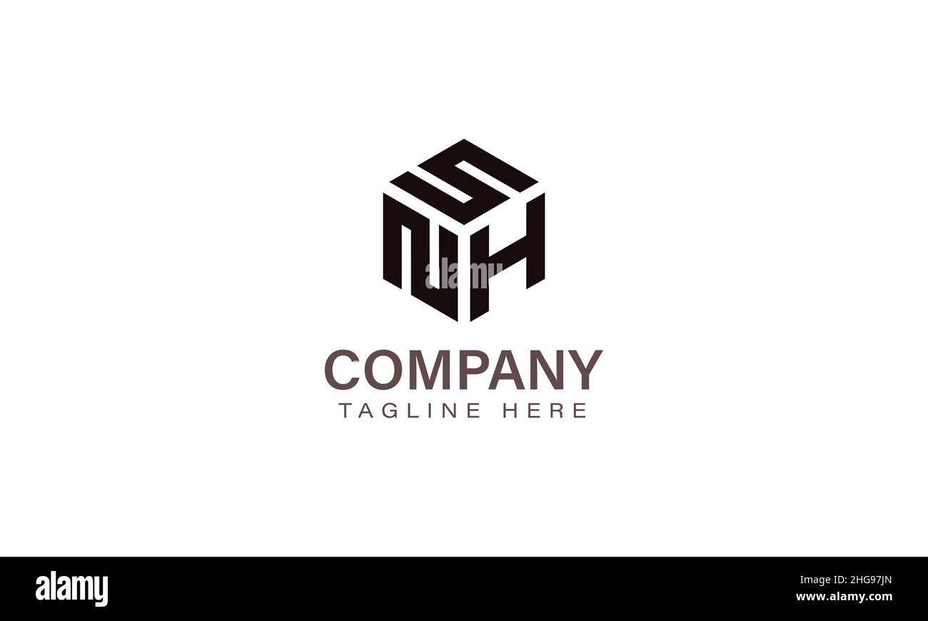 Letter SNH Logo, Three Letter Logo, Alphabet S N H Hexagon Shape Vector Icon Template Stock Vector