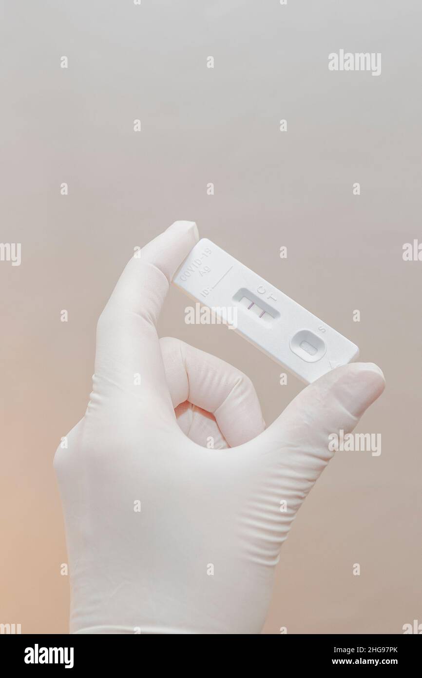 Analysis of the rapid test for covid flu Stock Photo