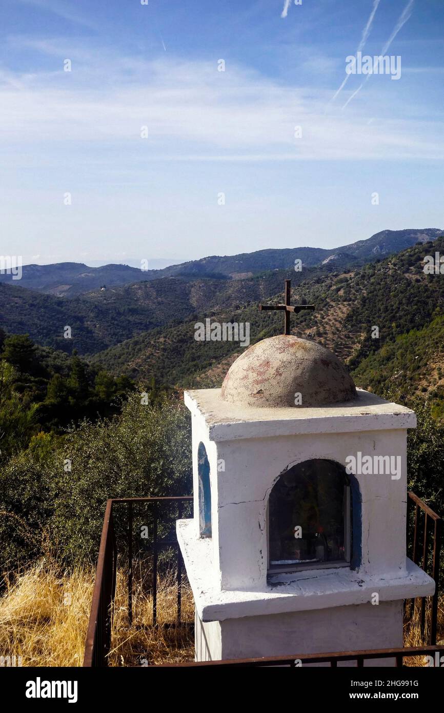 Roadside Shrine, Eklisaki in Lesvos, Greece Stock Photo