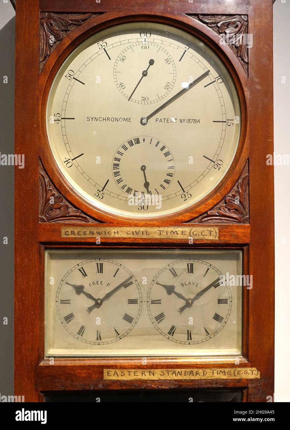 Slave clock detail, by Synchronome Company, London, c. 1929 Stock Photo