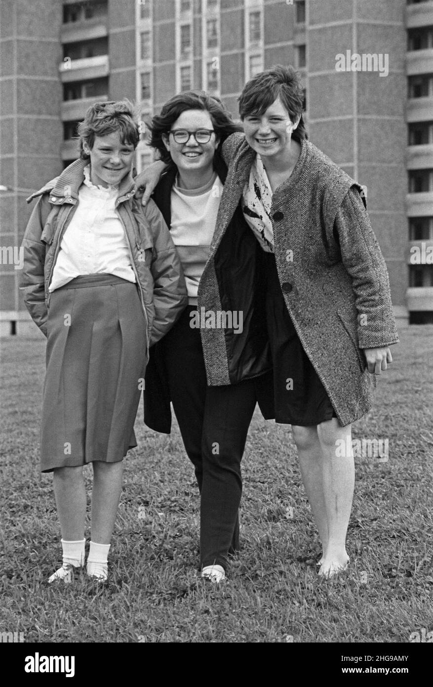 Happy girls, Ballymun, June 01, 1986, Dublin, Republic of Ireland Stock ...