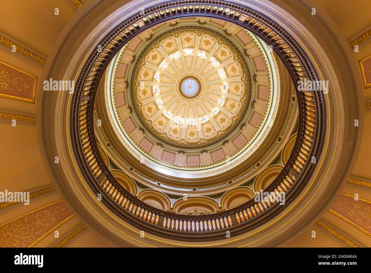 California State Capitol rotunda dome in Sacramento, California. Stock Photo