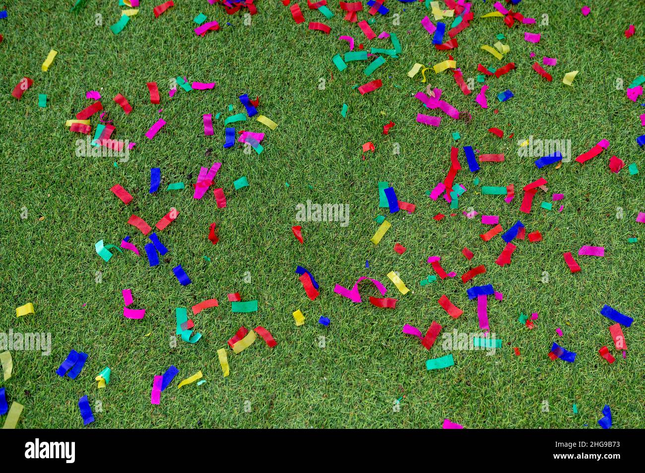 Celebration. Confetti on the grass Stock Photo Alamy
