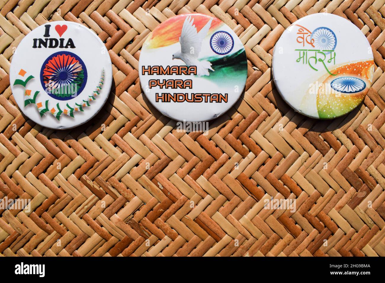 Indian Tricolour Badge pin written meaning " Our lovely India" and
