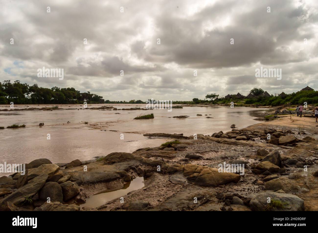view of the galana river which runs through tsavo east park in kenya Stock Photo